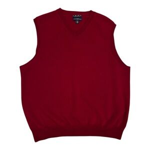 Club Room V-Neck Merino Wool Sweater Vest in Deep Red Burgundy